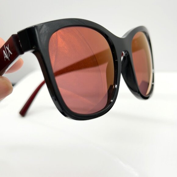 Armani Exchange AX4105SF Sunglasses Shiny Black Mirror Violet Women's *Note Pix* - Picture 13 of 13